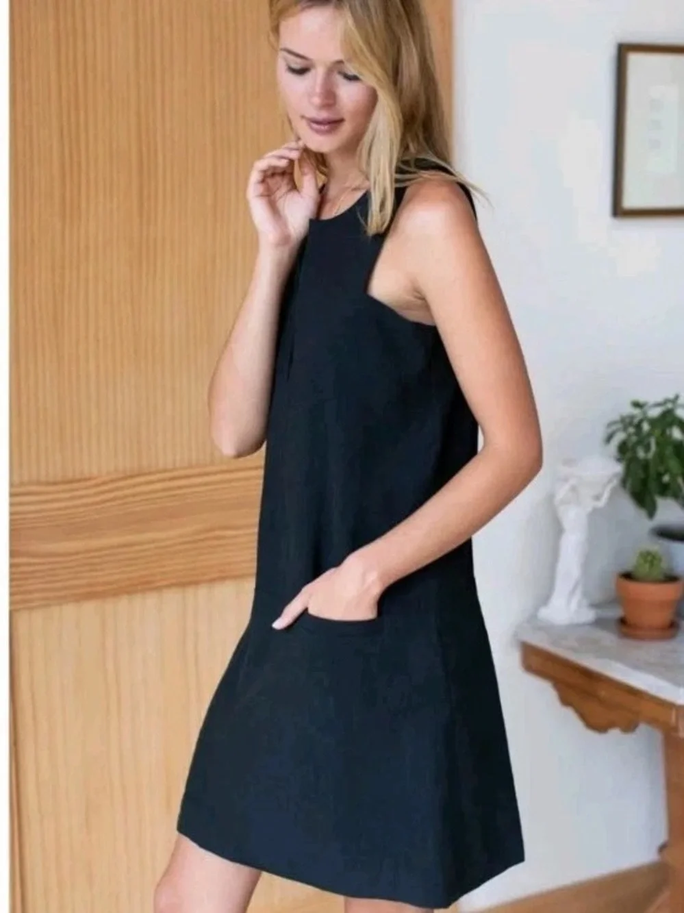 Emerson Fry Black Cut Out Mod Mini Dress Size XS 100% Cotton Twill Sleeveless
